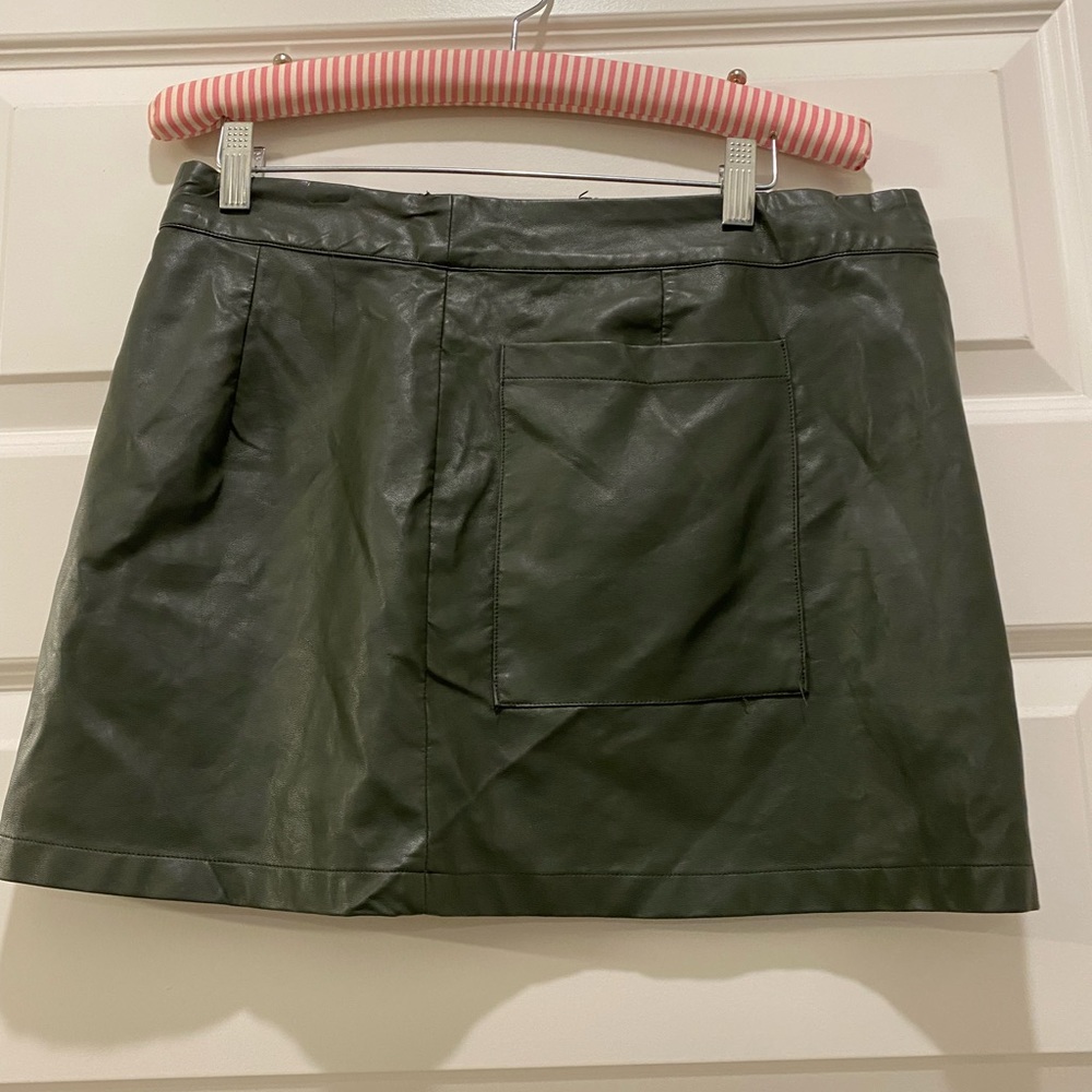 Military Green Leather Skirt